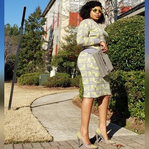 Comic Book Skirt Set Green Lime Grey